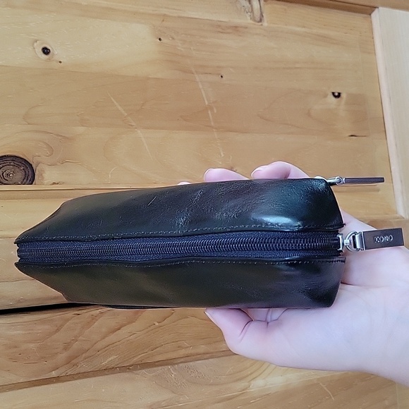 HOBO Small Black Leather Makeup Bag Accessorie Pouch - Picture 6 of 6